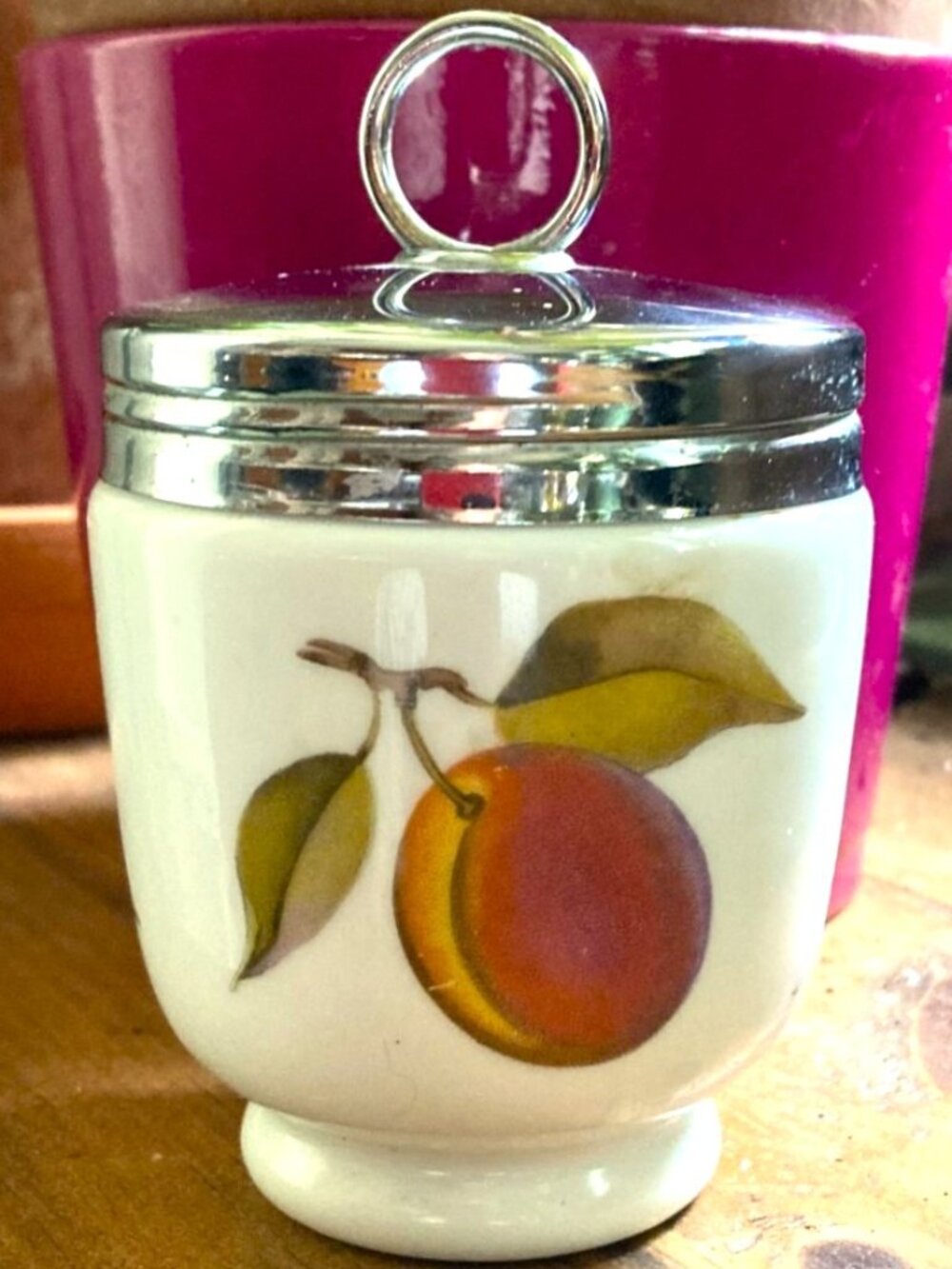 Royal Worcester King size egg coddler in Evesham pattern